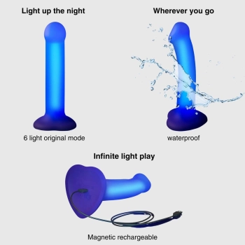 Dildo realistyczne LED fioletowe Straponme 18 cm M