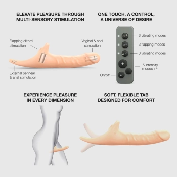 Realistyczne dildo Strap on me L waniliowe z pilotem