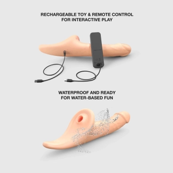 Realistyczne dildo Strap on me L waniliowe z pilotem