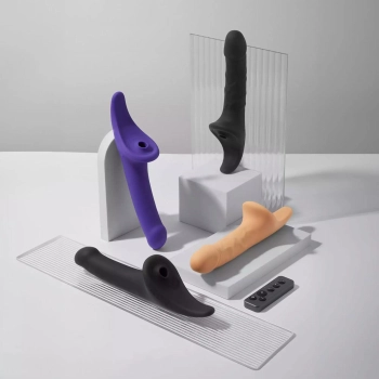 Realistyczne dildo Strap on me L waniliowe z pilotem