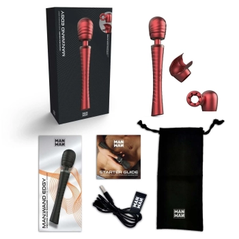 Masażer wibracyjny Man.wand Edgy czerwony silikonowy 30 cm
