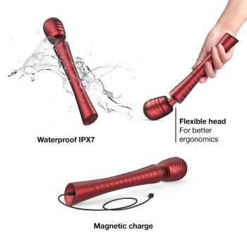 Masażer wibracyjny Man.wand Edgy czerwony silikonowy 30 cm