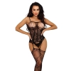 Bodystocking kwiatowy z paskami nad biustem Ero-Dom uniwersalny