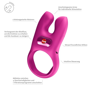 Pierścień erekcyjny wibrujący Fun Factory Nos różowy podwójny USB
