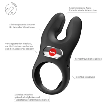 Pierścień erekcyjny wibrujący Nos XL Fun Factory czarny silikonowy USB