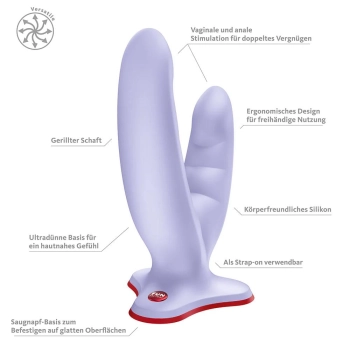 Dildo podwójne Ryde z przyssawką Fun Factory lawendowe