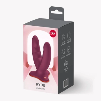 Dildo podwójne z przyssawką Fun Factory Ryde bordowe