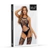 Bodystocking koronkowy kwiatowy czarny One Size SoftLine 2041
