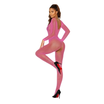 Bodystocking siateczkowy różowy SoftLine 2061 One size