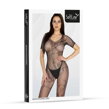 Bodystocking siateczkowy SoftLine 2069 czarny One size