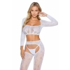 Bodystocking siateczkowy z sznurowaniem SoftLine 2078 biały One size