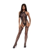 Bodystocking SoftLine Collection z kwiatowym wzorem czarny S/L