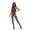 Bodystocking SoftLine Collection z kwiatowym wzorem czarny S/L