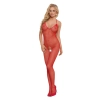 Bodystocking siateczkowy z dużymi oczkami czerwony S/L SoftLine