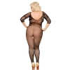 Bodystocking siateczkowy Dragonfly z dużymi oczkami SoftLine czarny XL 3XL