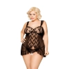 Koszulka baby doll koronkowa siateczkowa Bianca SoftLine czarna 2XL