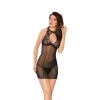 Koszulka baby doll Sonia koronkowa tiulowa z wycięciem SoftLine czarna M/L