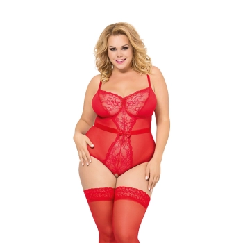 Body siateczkowe koronkowe Amelia SoftLine czerwone 3XL
