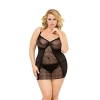 Koszulka baby doll Laura koronkowa siateczkowa SoftLine czarny XL