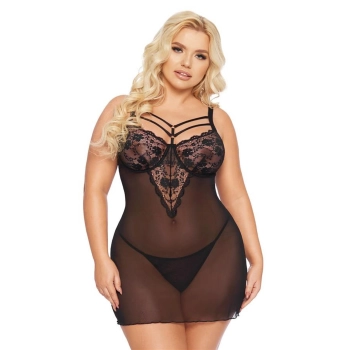 Seksowna koszulka koronkowa Aldona SoftLine czarny 2XL