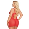 Koronkowa koszulka babydoll Aldona czerwona 3XL SoftLine