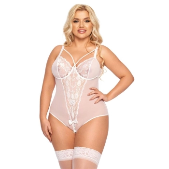 Body erotyczne koronkowe Amanda SoftLine biały 2XL