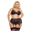 Komplet bielizny koronkowy SoftLine Collection z sznurowaniem czarny XL