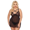 Koszulka erotyczna Cornelia koronkowa SoftLine czarna 2XL