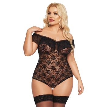 Body koronkowe Kamila SoftLine Collection czarny 3XL
