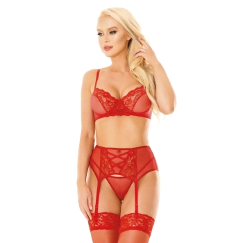 Komplet bielizny erotycznej Selin SoftLine czerwony L