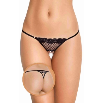 Stringi koronkowe otwarte SoftLine 2415 czarne S/L
