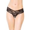 Koronkowe stringi z pęknięciem w kroku SoftLine 2440 czarne S/M