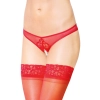 Stringi koronkowe z cyrkoniami SoftLine 2442 czerwone M/L