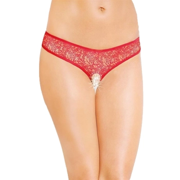 Stringi koronkowe SoftLine 2446 czerwone M/L