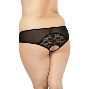 Stringi siateczkowe koronkowe SoftLine 2466 czarne 2XL