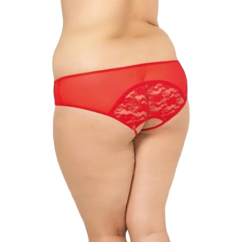 Stringi siateczkowe koronkowe SoftLine 2466 czerwone 3XL