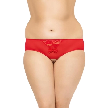Stringi siateczkowe z koronką SoftLine czerwone XL