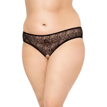 Stringi koronkowe SoftLine Collection Plus Size czarne 3XL