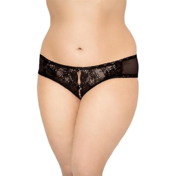 Stringi Plus Size SoftLine Collection koronkowe czarne 3XL
