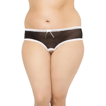 Stringi erotyczne siateczkowe z kokardką SoftLine 2471 czarne 3XL