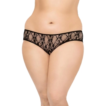 Stringi koronkowe z wycięciem serca SoftLine 2472 czarne XL