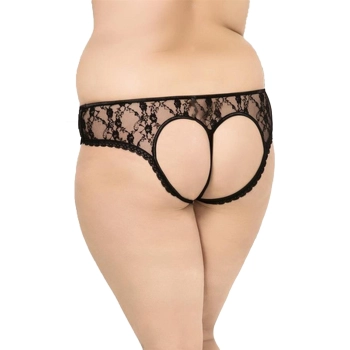 Stringi koronkowe z wycięciem serca SoftLine 2472 czarne XL