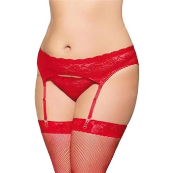 Pas do pończoch SoftLine z stringami czerwony 2XL