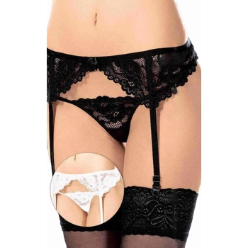 Koronkowy pas do pończoch SoftLine 3309 czarny M/L