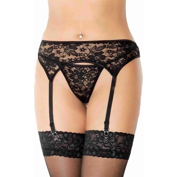 Koronkowy pas do pończoch SoftLine 3310 czarny S/M