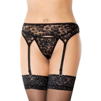 Koronkowy pas do pończoch SoftLine 3310 czarny M/L