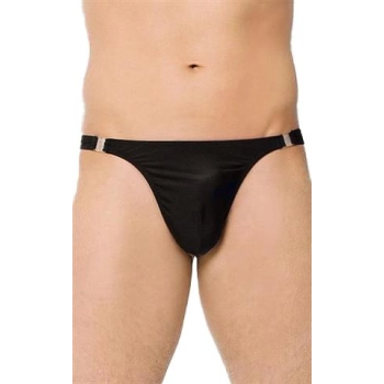 Stringi satynowe z rozpięciami SoftLine 4432 czarne M