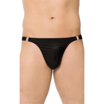 Stringi satynowe z rozpięciami SoftLine 4432 czarne L