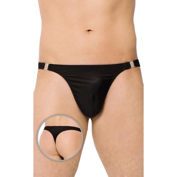 Stringi satynowe z rozpięciami SoftLine Collection 4432 czarne XL