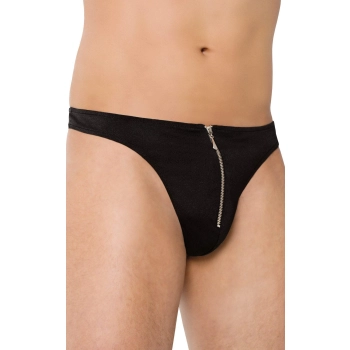 Męskie stringi z błyskawicznym zamkiem SoftLine 4501 czarne M/L